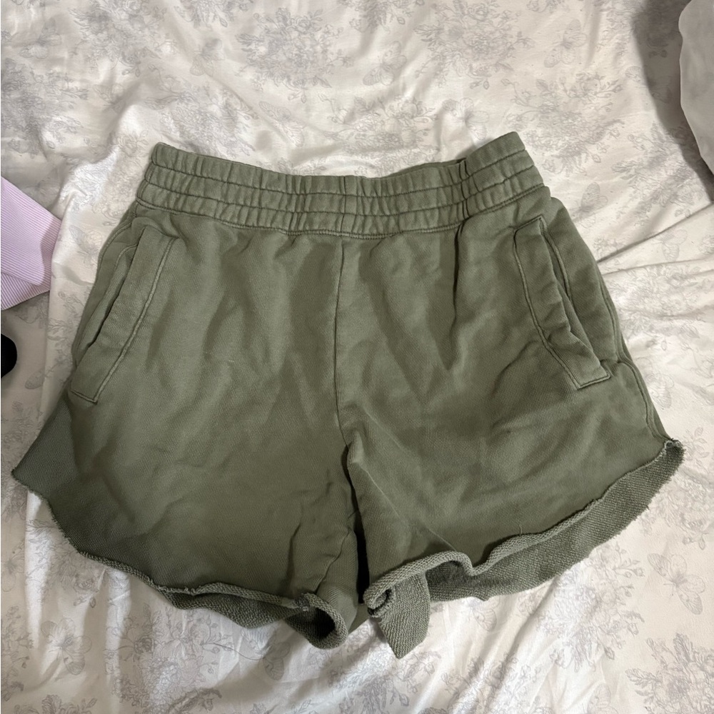 Aerie High Waist Green Shorts Relaxed Fit